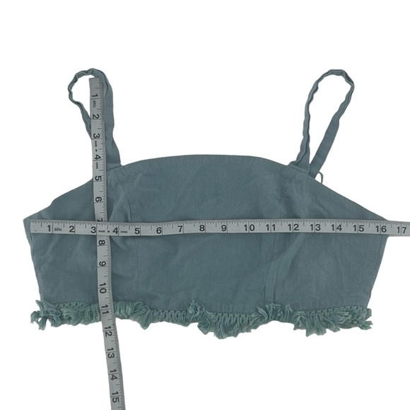 blue blush Blue Spaghetti Strap Fringe Crop Tank Top Size Large Women’s - Picture 4 of 5